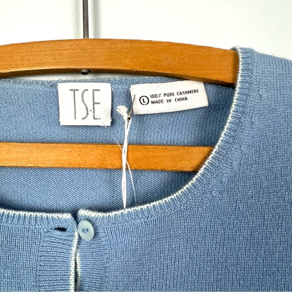 French Blue 100% Cashmere NWT Cardigan Sweater Size Large by TSE - Picture 2 of 12